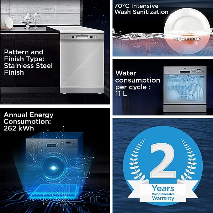 Midea 13 Place Setting Standard Dishwasher (WQP12-5201F, Silver)(OPEN BOX) Midea 13 Place Setting Standard Dishwasher (WQP12-5201F, Silver)(OPEN BOX)